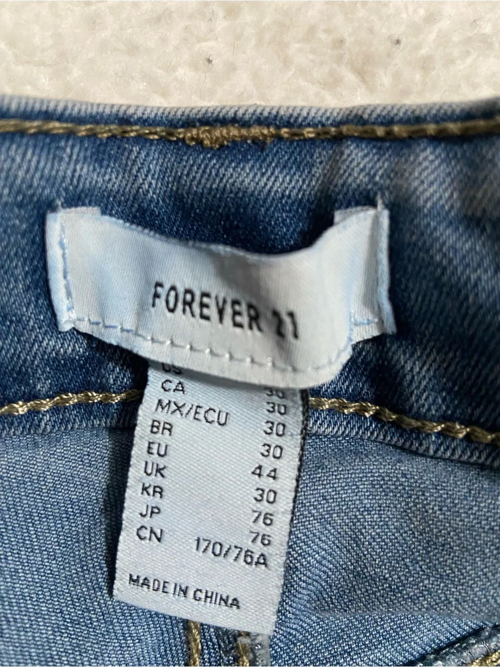 Forever 21 Mid-Rise Blue Rolled-Hem Denim Shorts